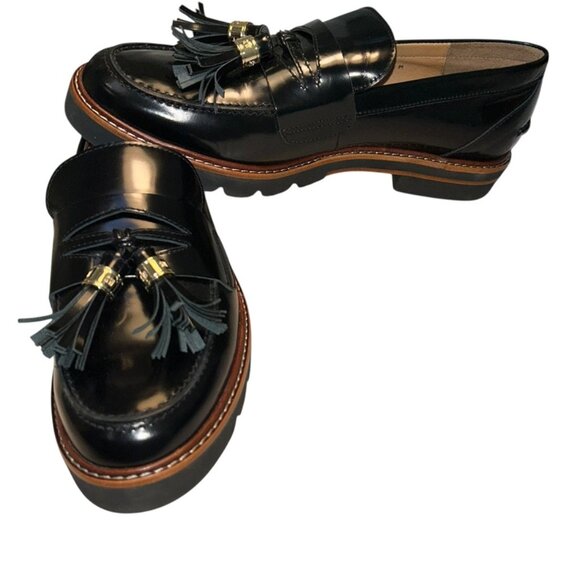 Stuart Weitzman NEW black lug sole tassel loafer shoes 9 - Picture 1 of 10